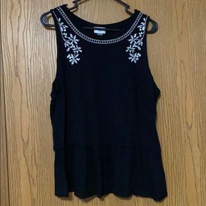 Black Embroidered Tank